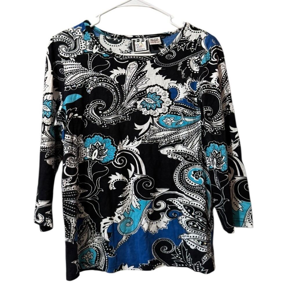 Take Two Clothing Co Shirt Women Size Small Paisley Shirt‎ Blouse Cotton Art